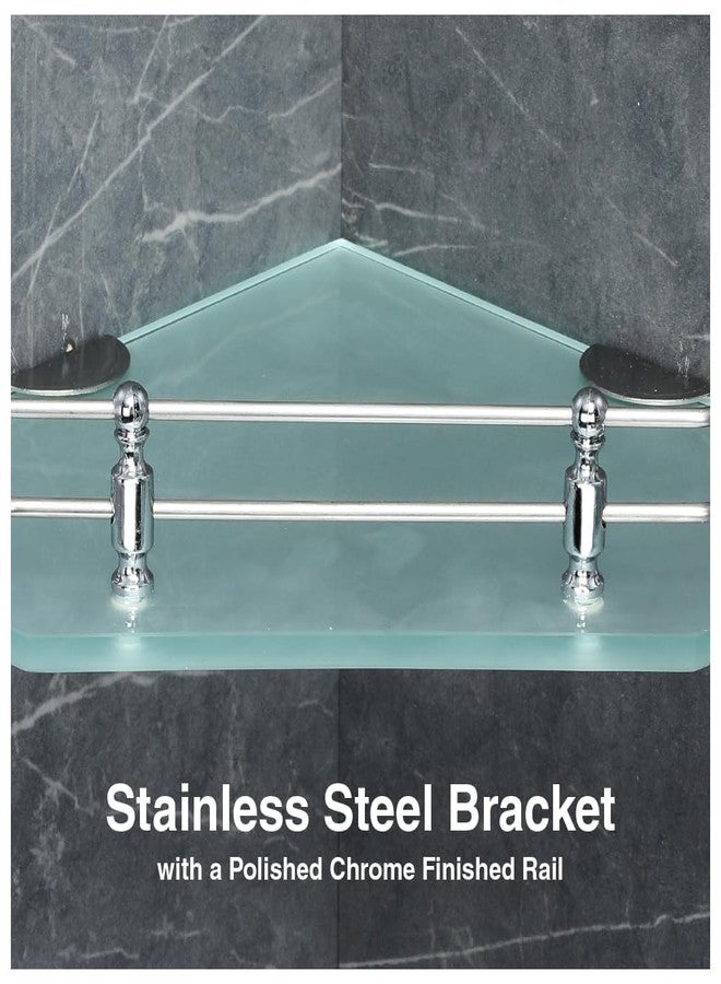 فورتون رف زاوية زجاجي مصنفر ماسي الشكل مثبت على الحائط من FORTUNE، أرفف حمام، حامل زاوية لرفوف الحمام، إكسسوارات حمام للمنازل والفنادق - (9 × 9 بوصة، عبوة من قطعتين) - Image 4